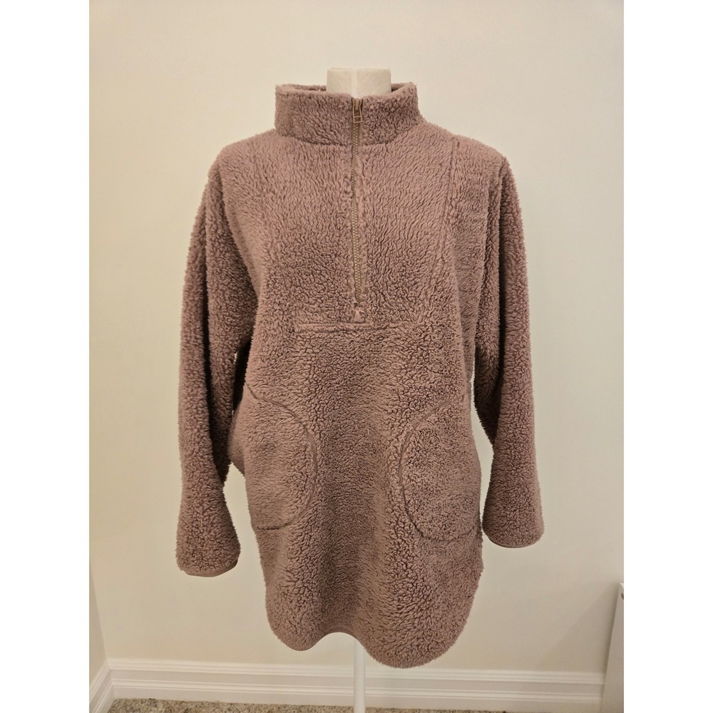 Smash + Tess Mauve Teddy Fleece Quarter Zip Pullover Sweatshirt Large